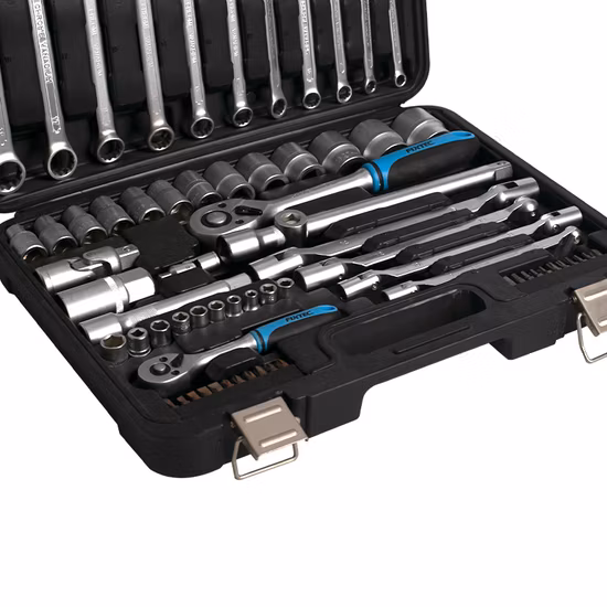 Fixtec プロフェッショナル 77 ピースソケットレンチセット、車修理ハンドツールセット、レンチとソケットレンチセット